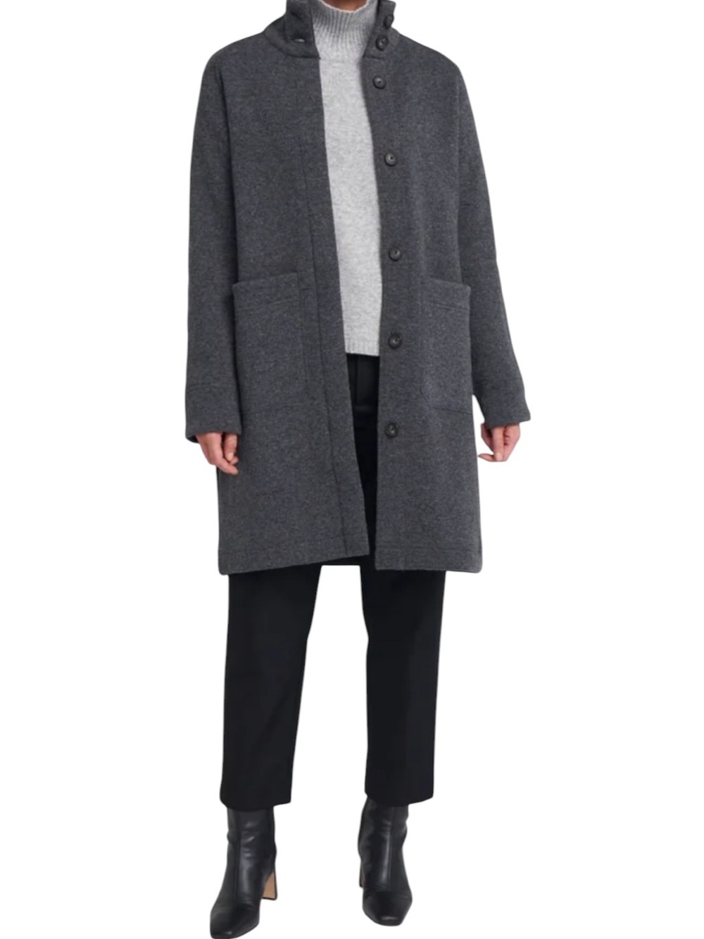 Alex Mill Womens Large Wool Cotton Longline Sweater Coat Gray Minimalist